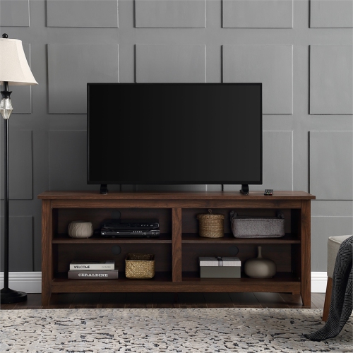 Pemberly Row 58" TV Stand Storage Console in Dark Walnut