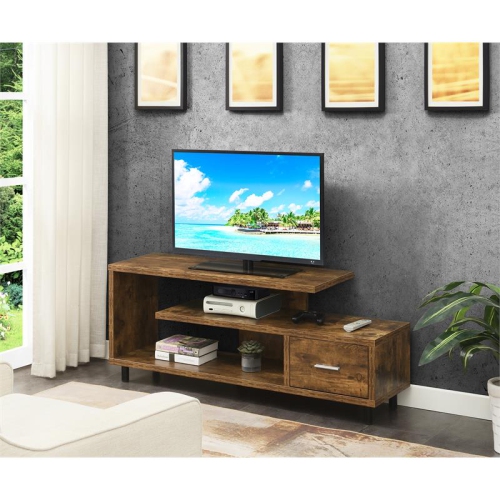 Seal II One-Drawer 60 inch TV Stand with Shelves in Nutmeg Wood Finish