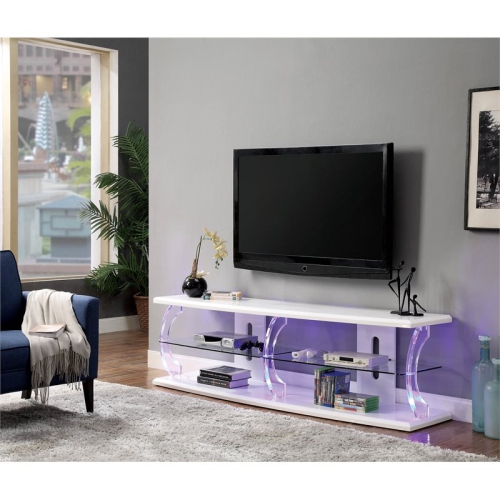 Bowery Hill Modern Wood Storage 60-Inch TV Stand in White
