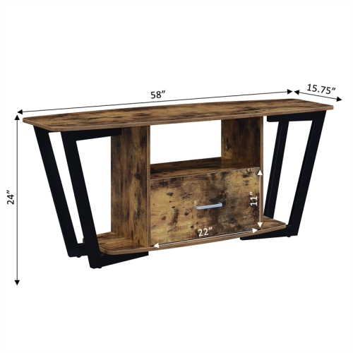 Graystone 60-inch One-Drawer TV Stand with Shelves in Nutmeg Wood Finish