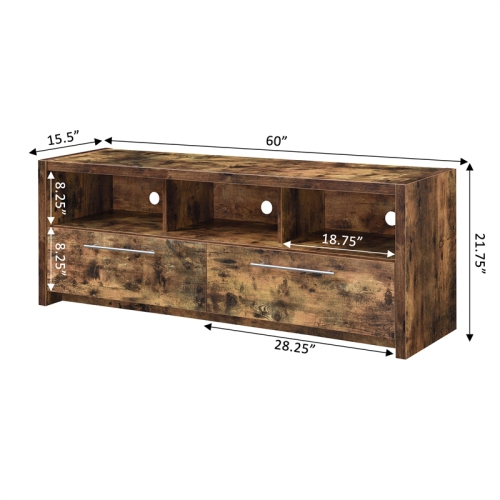 Newport Marbella 60-inch TV Stand with Cabinets and Shelves in Nutmeg Wood