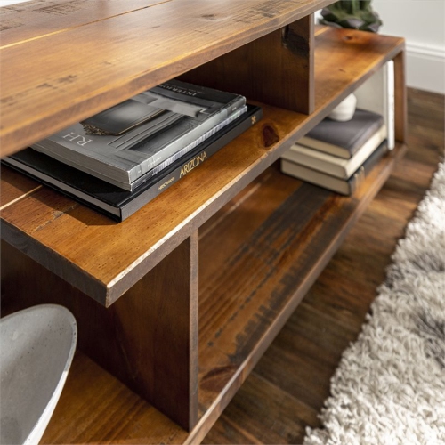 Pemberly Row Modern 60" TV Stand Console in Amber