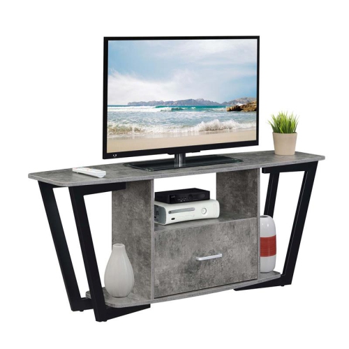 Graystone 60-inch One-Drawer TV Stand with Shelves in Gray Wood Finish