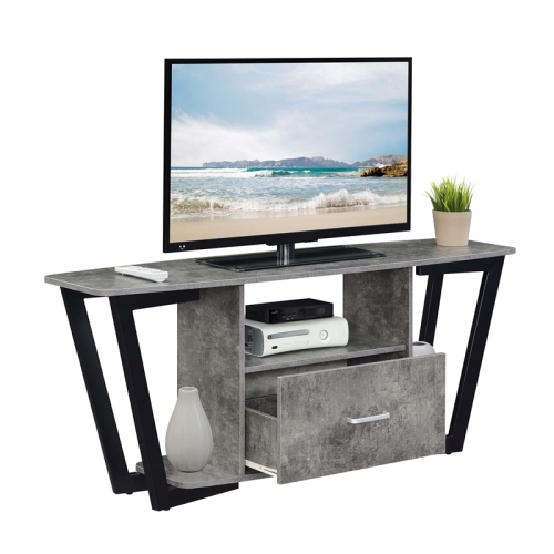 Graystone 60-inch One-Drawer TV Stand with Shelves in Gray Wood Finish