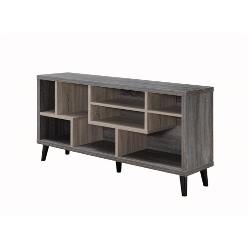 Bowery Hill Mid-century Wood 7-Shelf TV Stand in Gray