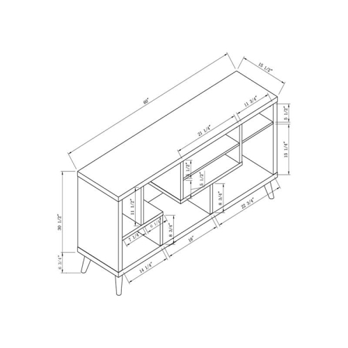 Bowery Hill Mid-century Wood 7-Shelf TV Stand in Gray
