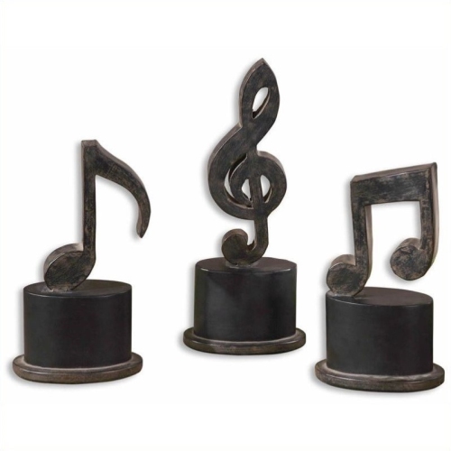 Bowery Hill Music Notes Metal Figurines in Aged Black