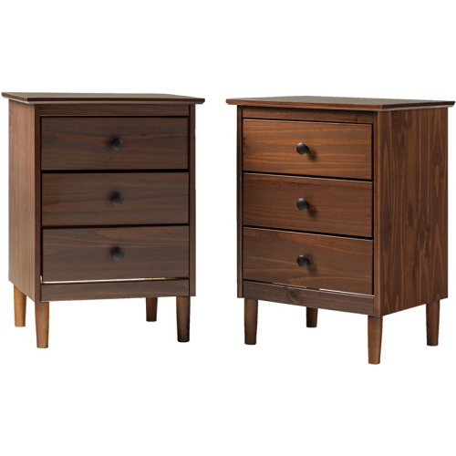 WALKER  Mid-Century Solid Wood 3-Drawer Bedroom Nightstand In Walnut (Set Of 2) Terrific little nightstand!