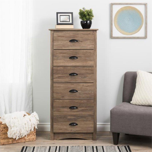 Wright Home Contemporary Wood 6 Drawer Chest in Drifted Gray