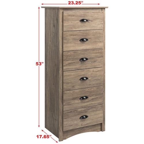 Wright Home Contemporary Wood 6 Drawer Chest in Drifted Gray