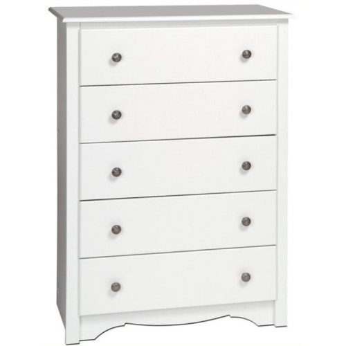 WRIGHT HOME  Transitional Wood 5 Drawer Chest In In White