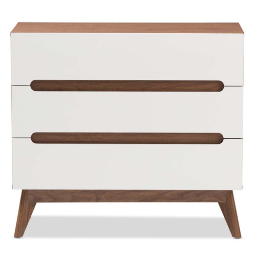 Hawthorne Collection 3 Drawer Chest in White and Walnut