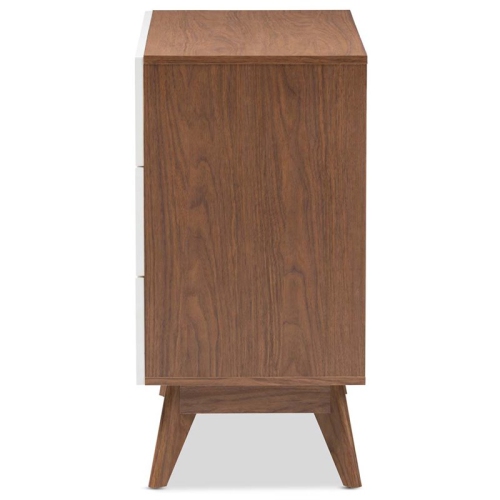 Hawthorne Collection 3 Drawer Chest in White and Walnut
