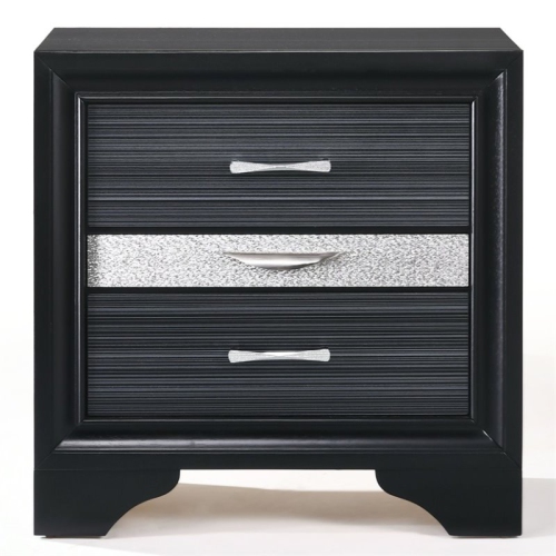 Bowery Hill Square 3 Drawers Nightstand in Black
