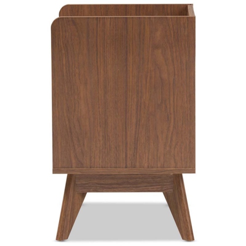 Bowery Hill Contemporary 3 Drawer Nightstand in White and Walnut