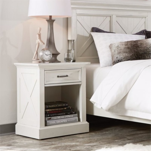 Pemberly Row Rustic Night Stand in White