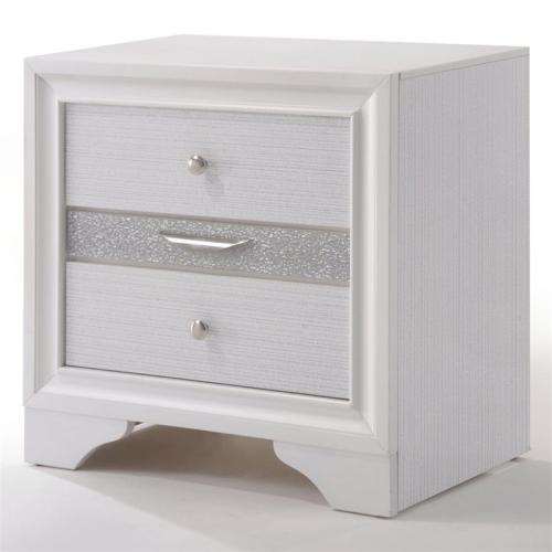 BOWERY HILL  Square Wood 3-Drawers Bedroom Nightstand In White