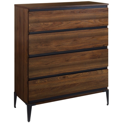 WALKER Elroy Farmhouse 36" Urban 4-Drawer Chest In Dark Walnut