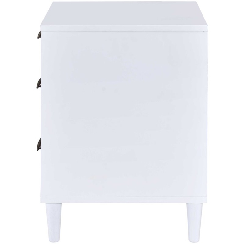 Bowery Hill Contemporary 3 Drawer Nightstand in White and Weathered Oak