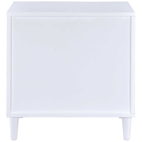 Bowery Hill Contemporary 3 Drawer Nightstand in White and Weathered Oak