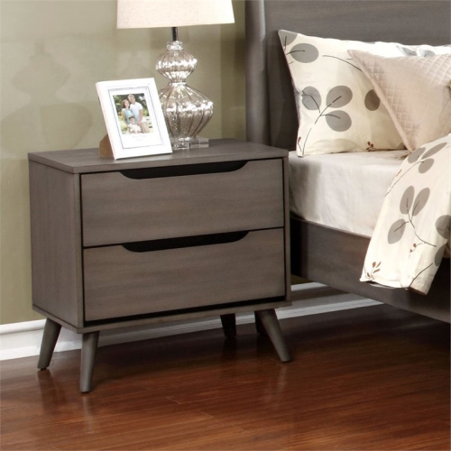 Bowery Hill 2 Drawer Nightstand in Gray