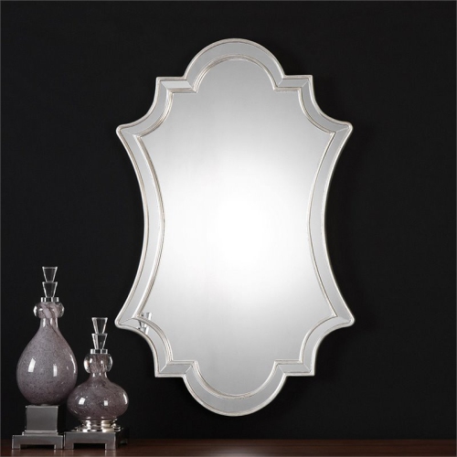 Bowery Hill Contemporary Antiqued Silver Wall Mirror