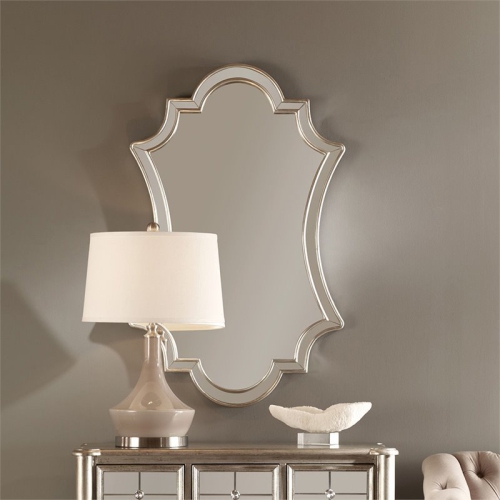 Bowery Hill Contemporary Antiqued Silver Wall Mirror