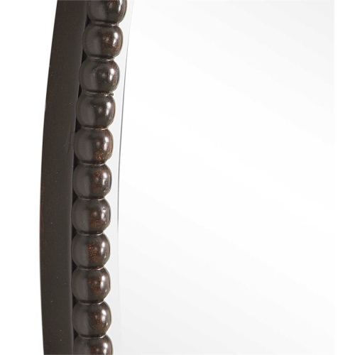 Beaumont Lane Beaded Metal Oval Wall Mirror in Light Distressed Bronze