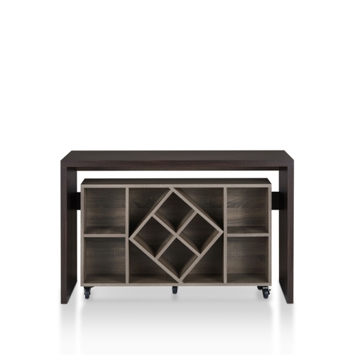 FOA Minshew Solid Wood 2-Piece Convertible Desk with Bookcase in Brown