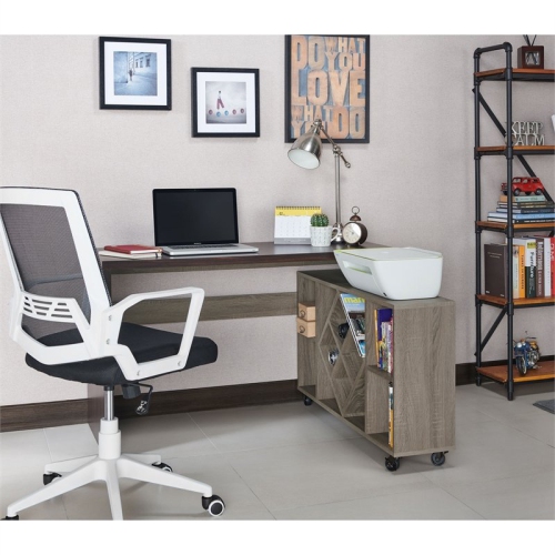 FOA Minshew Solid Wood 2-Piece Convertible Desk with Bookcase in Brown