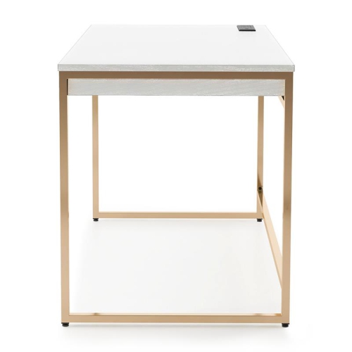 Furniture of America Abair Metal Writing Desk with USB Port in White