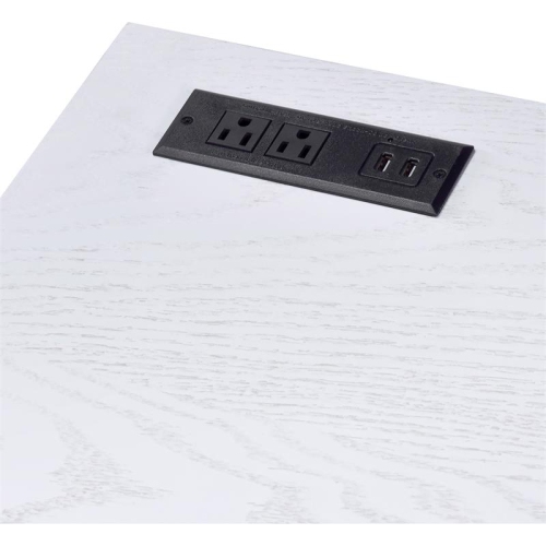 Furniture of America Abair Metal Writing Desk with USB Port in White