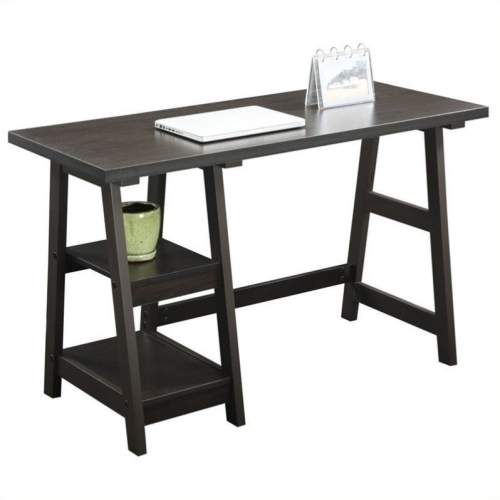 Pemberly Row Trestle Desk in Espresso Wood Finish