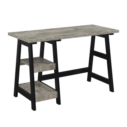 CONVENIENCE CONCEPTS  Designs2Go Trestle Desk With Shelves In Faux Birch Wood Finish In Gray