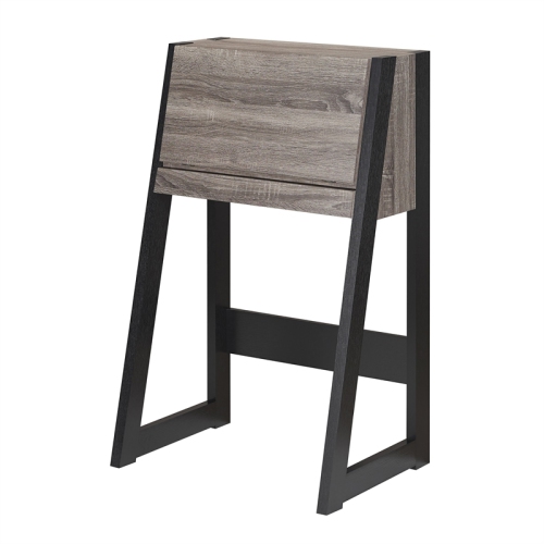 Furniture of America Gase Wood Fold Down Desk in Distressed Gray and Black