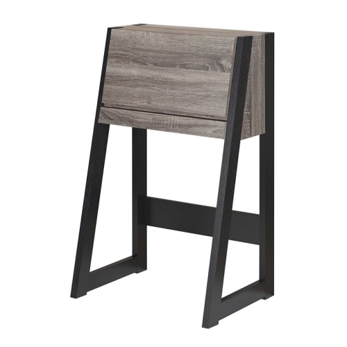 Furniture of America Gase Wood Fold Down Desk in Distressed Gray and Black