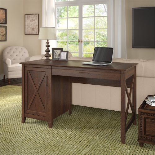 Bush Furniture Key West 54" Computer Desk with Storage in Bing Cherry