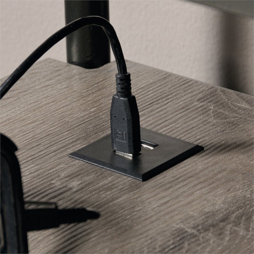 Pemberly Row Wood and Metal L-Shape Computer Desk in Oak