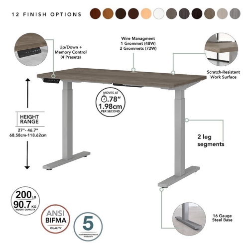 Move 60 Series 72W x 30D Adjustable Desk in Modern Hickory - Engineered Wood