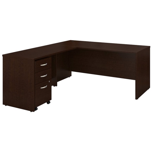 BBF Series C 66"w L-Shaped Desk With 48"w Return And Mobile File In Mocha Cherry