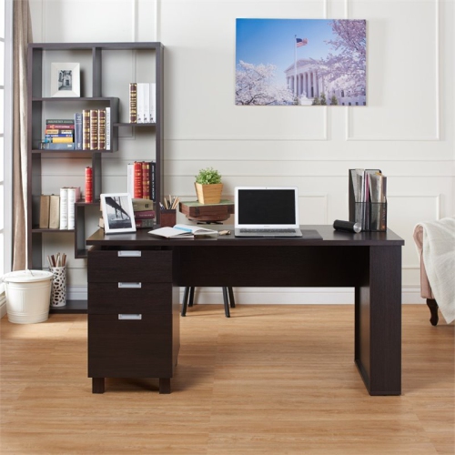Furniture of America Nickolas Modern Wood 3-Drawer Office Desk in Espresso