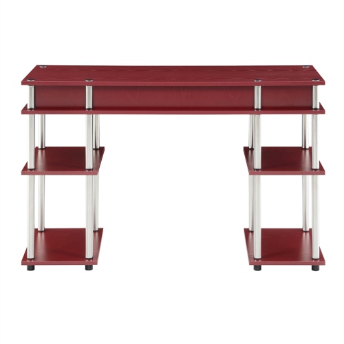 Designs2Go No Tools Student Desk with Shelves in Cranberry Red Wood Finish