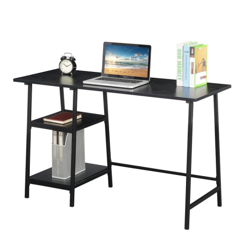 CONVENIENCE CONCEPTS  Designs2Go Trestle Wood Metal Desk In Wood Grain In Black