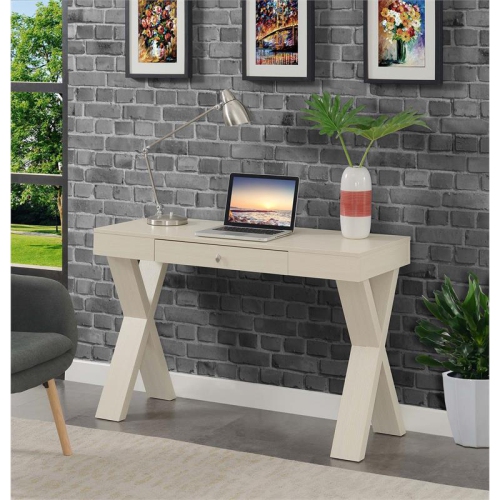 Convenience Concepts Newport One-Drawer Desk in Ivory Wood Finish