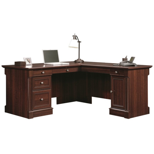Sauder Palladia Contemporary Wood L-Shape Computer Desk in Select Cherry