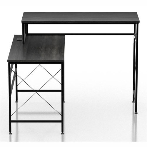 Furniture of America Washall Industrial Wood Computer Desk with USB in Gray