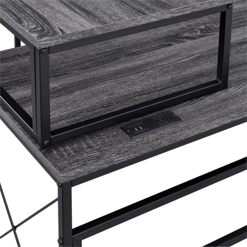 Furniture of America Washall Industrial Wood Computer Desk with USB in Gray