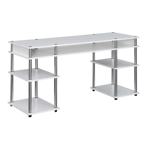 CONVENIENCE CONCEPTS Designs2Go No-Tools 60-Inch Deluxe Student Desk With Shelves In White Wood