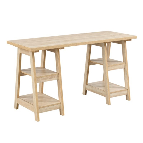 CONVENIENCE CONCEPTS  Designs2Go Double Trestle Desk In Natural Wood Finish
