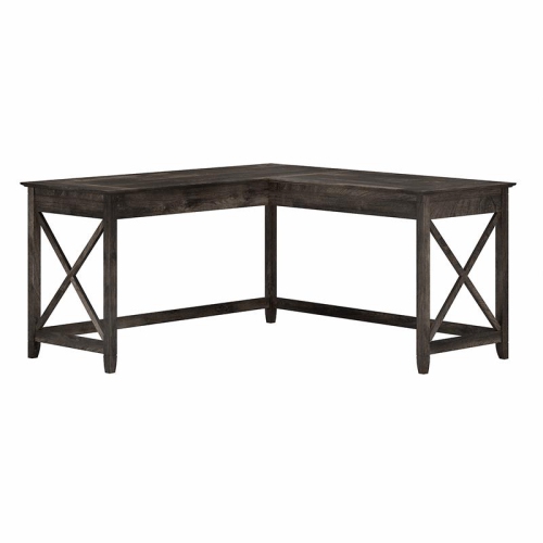 Atlin Designs 60W L Shaped Desk in Dark Gray Hickory